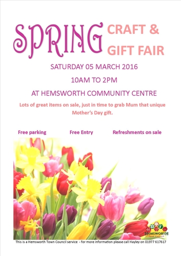 Spring Craft and Gift Fair, Hemsworth Town Council - Ref #9659 | Stall &amp; Craft Collective